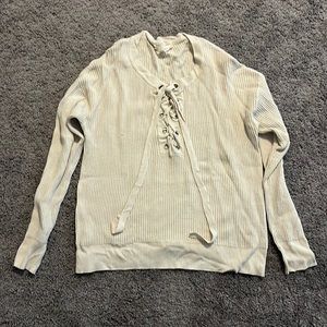 Crème color waffle sweater long sleeve